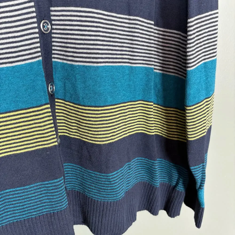 CJ Banks NWT Blue Striped Preppy Academia Cardigan Sweater - 1X - Women's Plus